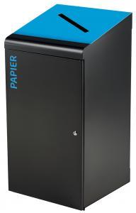 Borne tri sélectif 120L Tripoz papier - Manga + bleu RAL 5015 - Acier poudré anti-UV et antivandalisme_0