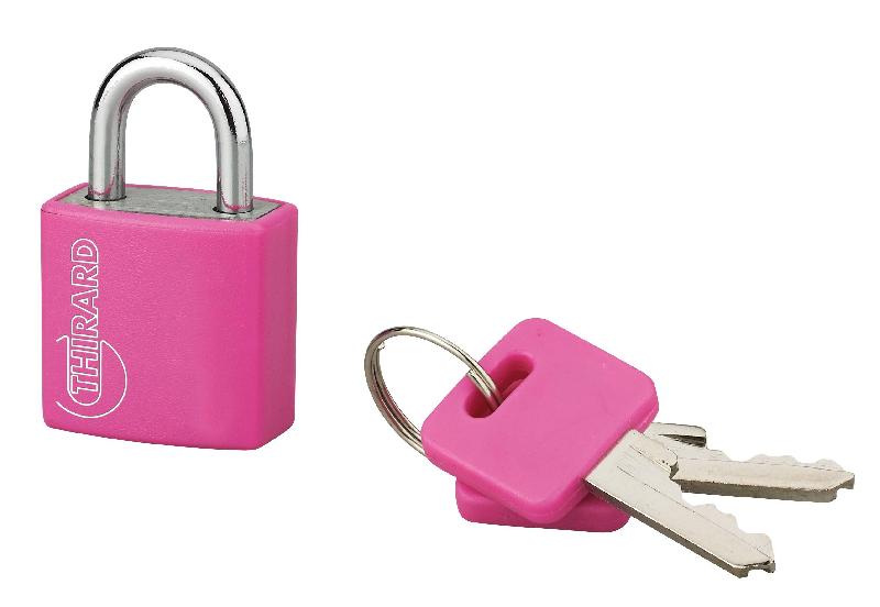 Cadenas à clé type 1 en aluminium - 20 mm - rouge - Thirard - mécanisme à goupilles - garanti 10 ans_0