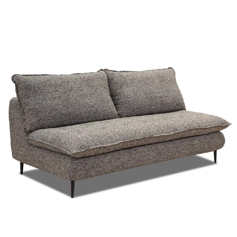 Canapé-lit compact 3 places Lisbonne 160 cm - Sommier à lattes - Matelas 13 cm en tissu tweed gris chiné_0