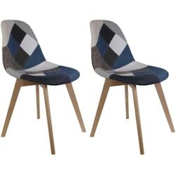 Chaise scandinave Patchwork (Lot de 2) Bleu The Home Deco Factory - bleu 3664944171980_0