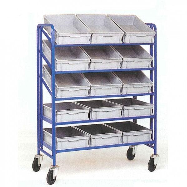 Chariot manuel pour bacs - Avec 15 bacs inclus - Plateaux inclinables 20° - Marque Rolléco_0
