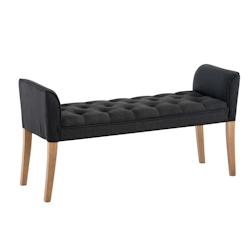Décoshop26 - Banc banquette capitonné en tissu gris foncé avec pieds en bois largeur 133cm BAN10002 - gris 3000036519535_0