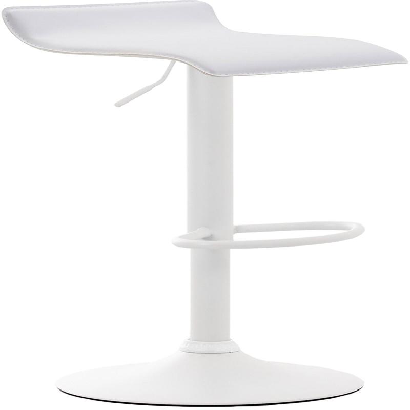 Décoshop26 - Tabouret de bar x1 design minimaliste hauteur réglable repose-pieds en PVC blanc et métal blanc 10_0005611 - blanc métal 3000265116727_0