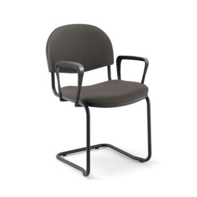 Fauteuil réunion et visiteur Prima - Tissu rembourré non feu - Anthracite - Pieds luge Noir - lot de 4_0