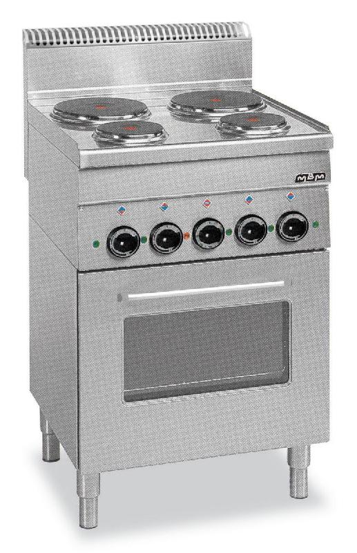 Fourneau professionnel électrique 4 plaques sur four électrique grill Minima 600 - E4F6 - 10,7 kW - 600x600x850 mm_0