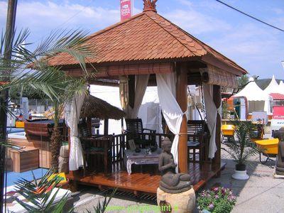 Gazebo Java - 2.5x2.5m avec plancher et dossiers escamotables - Réf. Gj-2.5x2.5-ph30-fo_0