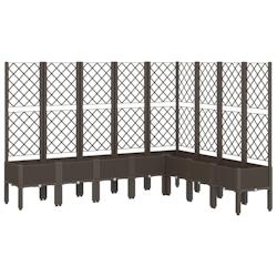 Helloshop26 - Jardinière bac lit surélevé plantes fleurs terrasse jardin avec treillis 200 x 160 x 142 cm PP marron 02_0038276 - 3000214188430_0