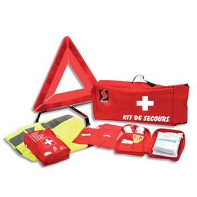 KIT DE SECURITE SICLI POUR AUTO COMPOSE : 1 GILET / 1 TRIANGLE / 1 TROUSSE DE SECOURS / 1 HOUSSE