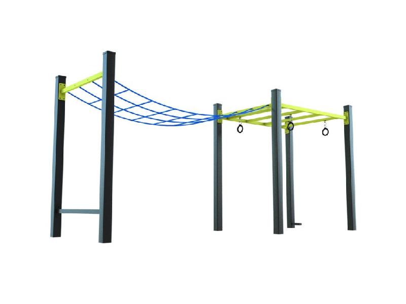 Double suspension pour parcours sportif en plein air - Acier galvanisé - Gamme Ninja_0