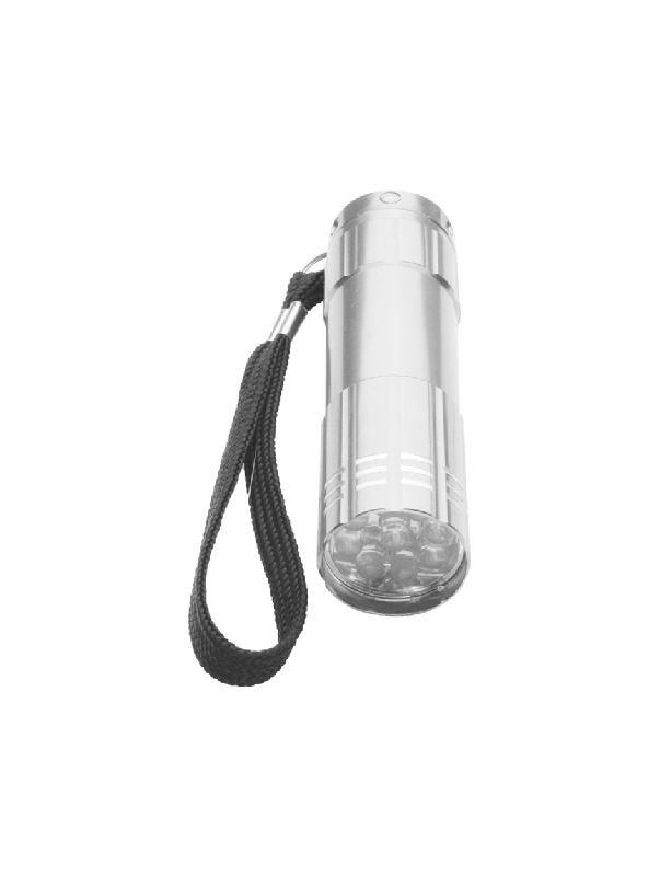 Lampe torche en aluminium - 9 LED - poignée cordelette - livrée avec 3 piles AAA/R03 - couleur bleue_0