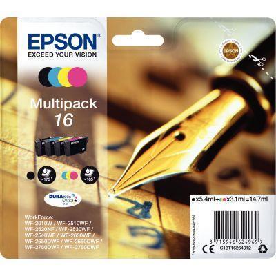 Lot de 4 cartouches jet d'encre Epson T16264 - Noir, cyan, magenta et jaune - Référence C13T16264010_0