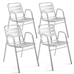 Oviala Business Lot 4 fauteuils de jardin aluminium gris - gris aluminium 103608_0