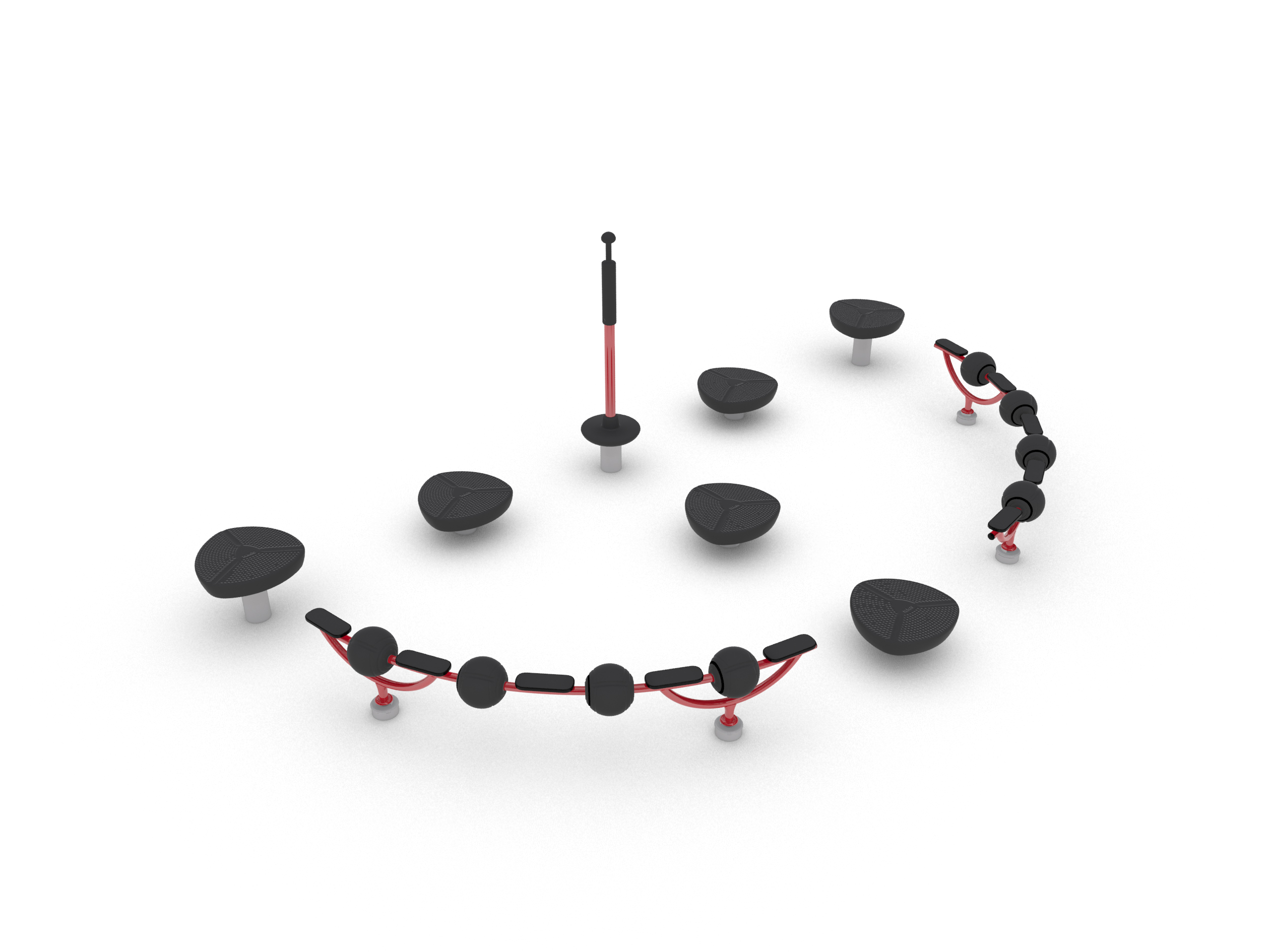 Parcours d'équilibre gravity pour enfants - Hags - réf 8056759 - Rouge, fondation à enterrer, pour 5 à 12 ans_0