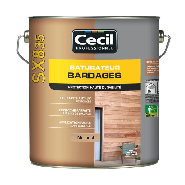 SATURATEUR TOUS BOIS BARDAGES SX835 CECIL ASPECT MAT NATUREL 5L