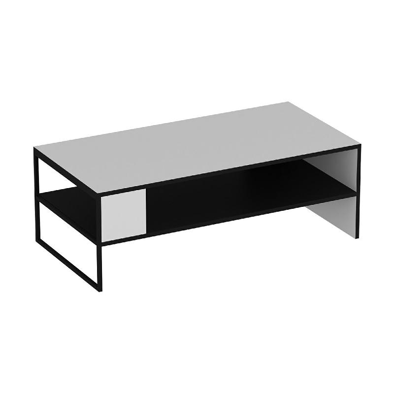 Table basse rectangulaire - espace de rangement - 42 x 120 x 60 cm - noir/blanc - 03_0008482_0
