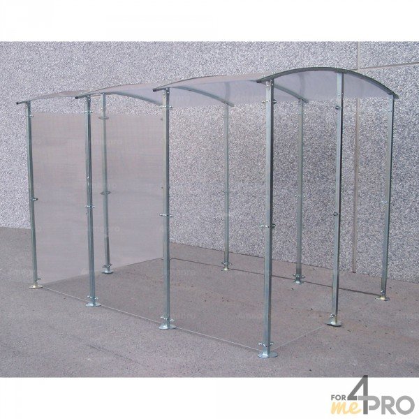 Abri fumeurs 6m² - bardage en polycarbonate - structure en métal zingué - 2,5 x 3,5 m_0