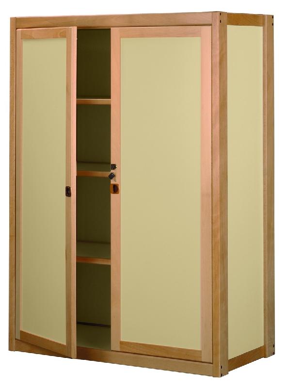 Armoire 2 portes - ossature hêtre massif - 3 étagères réglables - L107 x H152 x P52 cm - Réf EA020_0