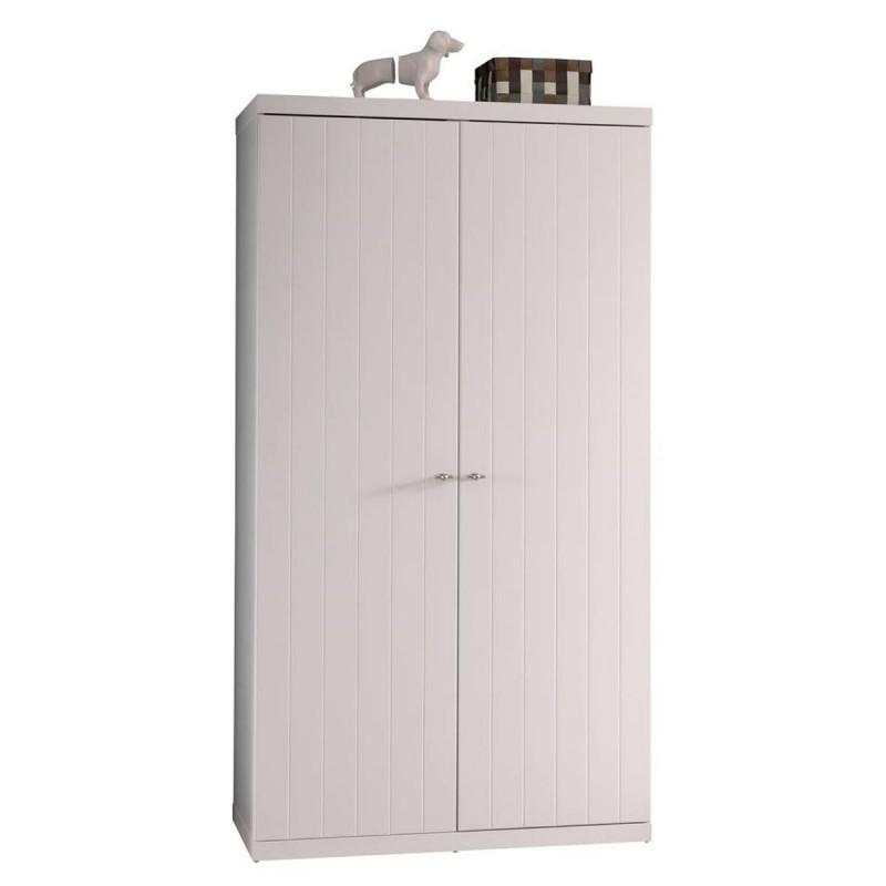 Armoire 2 portes Robin 204 cm blanc - Paris Prix - Armoire enfant à monter soi-même_0