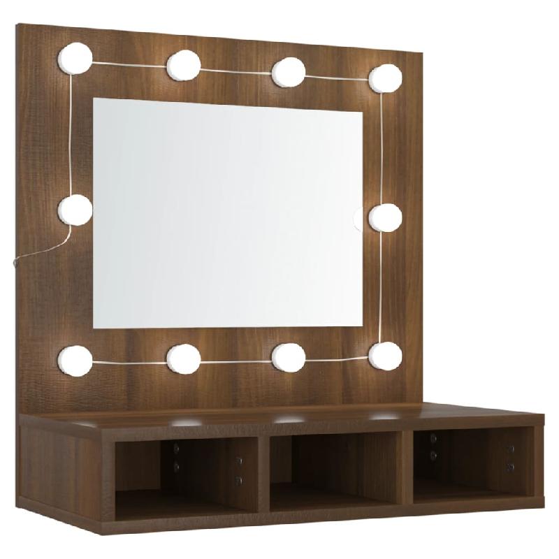 ARMOIRE À MIROIR AVEC LED CHÊNE 60 X 31,5 X 62 CM MARRON 02_0006665_0