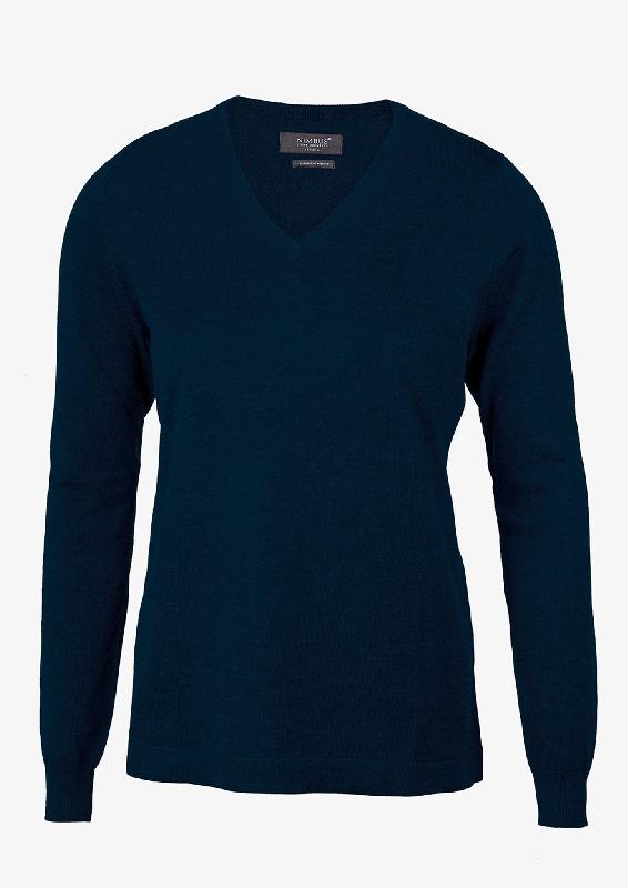 Pull-over femme - Mélange de laine mérinos de luxe et élégant - Ashbury Femme - Bleu marine - Nimbus_0