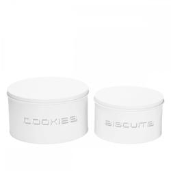 Aulica Boîtes à cookies et biscuits - lot de 2 - blanc 260701_0