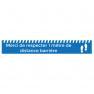 Bande signalétique vinyle 15x100 cm - Texte blanc sur fond bleu - Merci de respecter distances barrières + Pas - Réf. 494031_0