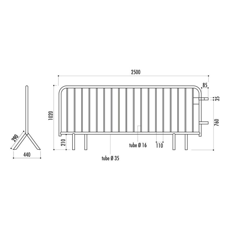 Barrière de police 2,50 m - 18 barreaux_1