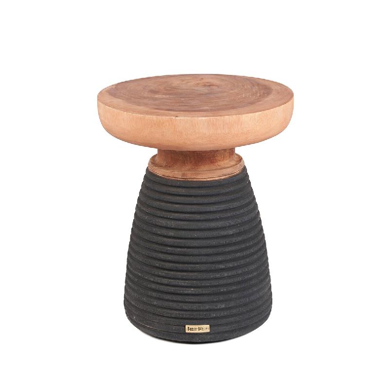Bazar Bizar Table d'appoint en bois de suar 40x40x50 cm naturel noir - multicolore Bois massif JANAF019N_0