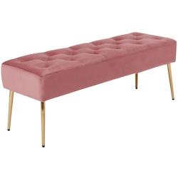 Décoshop26 - Banc banquette rembourré capitonné en tissu velours rose pieds métal doré BAN09010 - 3001081169607_0