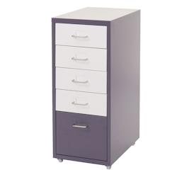 Décoshop26 - Caisson à tiroirs armoire de bureau 69x28x41 cm 5 tiroirs en acier gris foncé blanc 04_0008259 - blanc 3000262510955_0