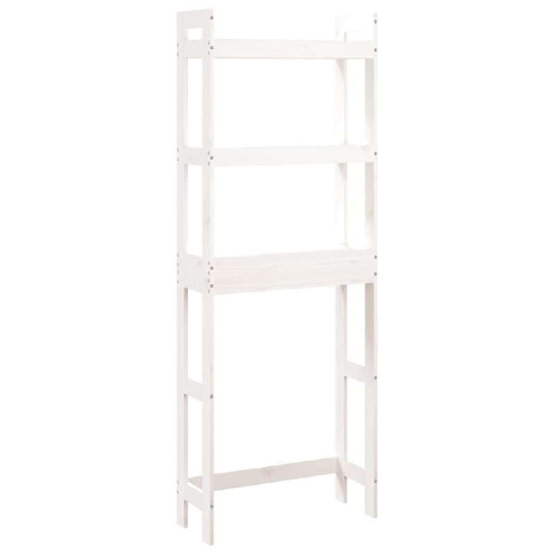 ÉTAGÈRE DE TOILETTE 63 X 26 X 171 CM BOIS DE PIN MASSIF BLANC 02_0005539_0