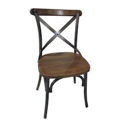 GHP Chaise de restaurant Antik acier et pin - marron acier 615007M_0