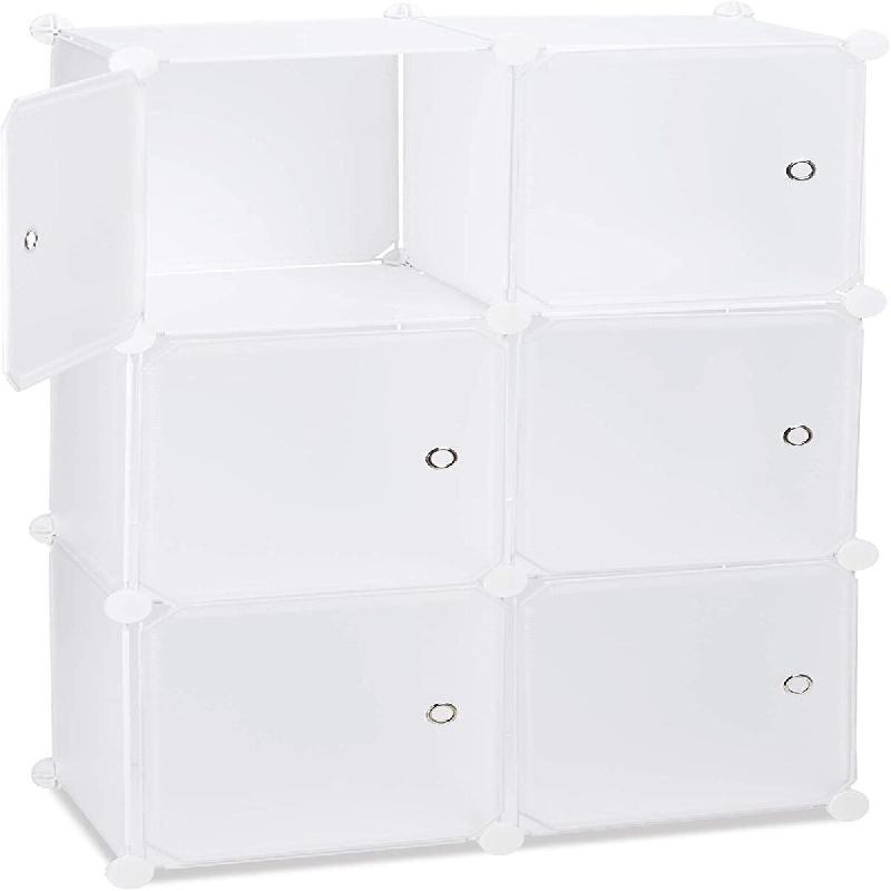 Helloshop26 - Armoire étagère de rangement meuble avec 6 portes blanc 13_0002585_2 - blanc métal 3000145808988_0