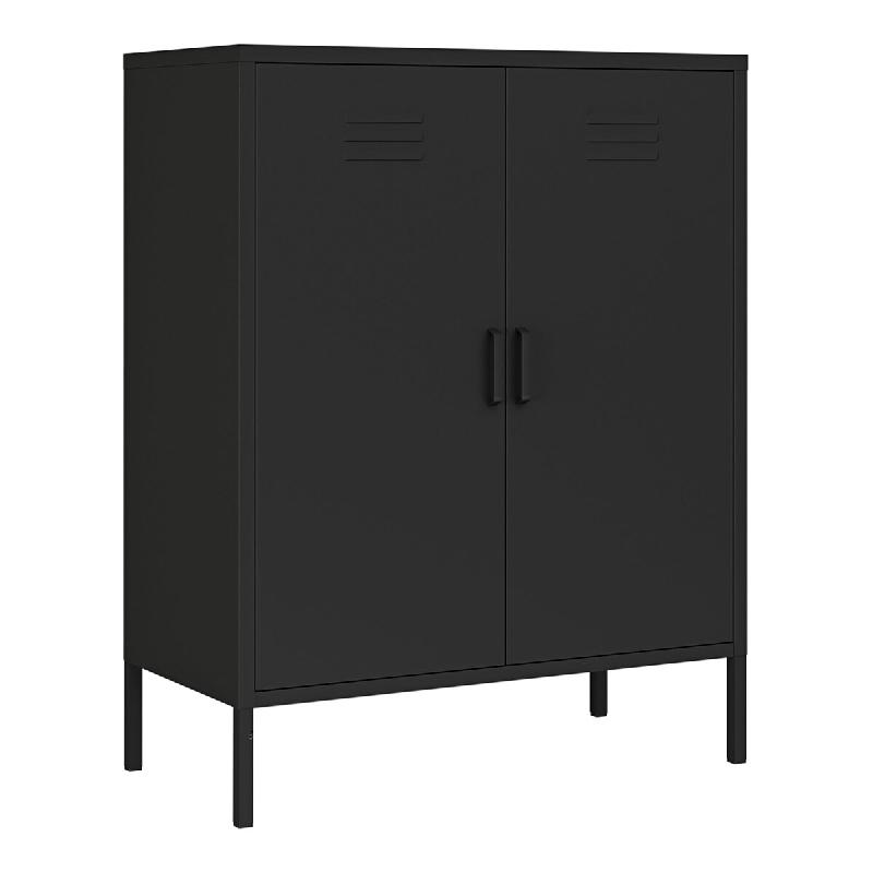 Helloshop26 - Armoire étagère meuble de rangement métallique acier 102 x 80 x 40 cm noir mat 03_0008912 - noir métal 3000224412938_0