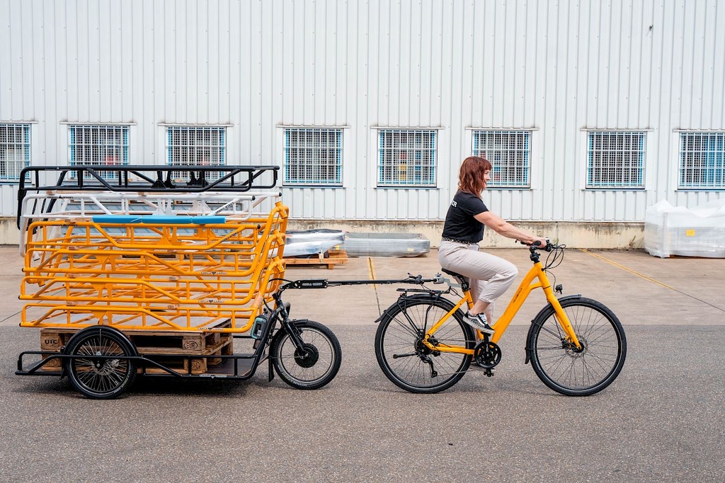 Remorque mécanique vélo spécialement développée aux dimensions des palettes Europe - Charge maxi 200kg - Carla Maxi PRO_0