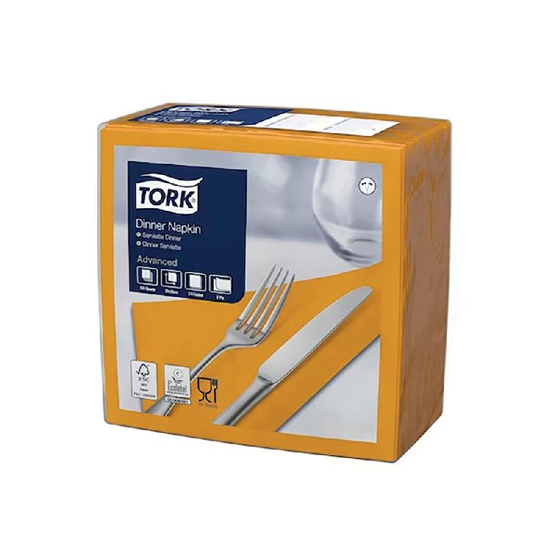 SERVIETTES DE TABLE EN PAPIER DINNER TORK, COLORIS ORANGE, LE COLIS DE 150, 477907