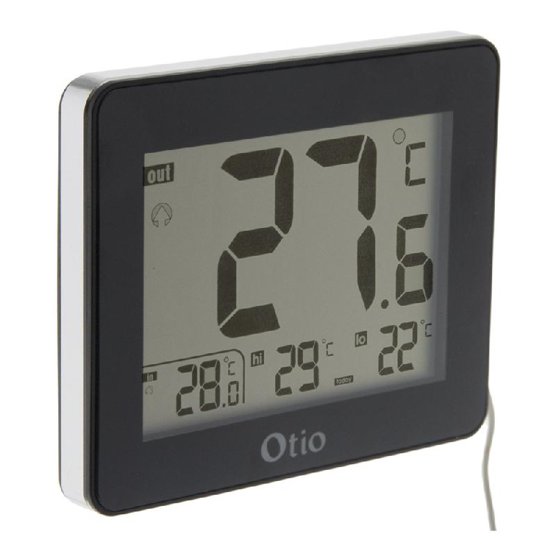 Thermomètre intérieur / Extérieur filaire Noir - Otio_0