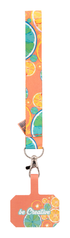 Bracelet personnalisable en RPET - avec mousqueton en métal et pochette téléphone imprimée_0