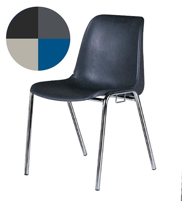 Chaise coque en plastique M2 anti-feu - Avec accroche - Gris anthracite - Marque Rolléco_0