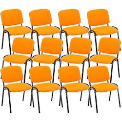 CLP Lot de 12 chaises empilables Ken en tissu Orange - orange textile 313028_0
