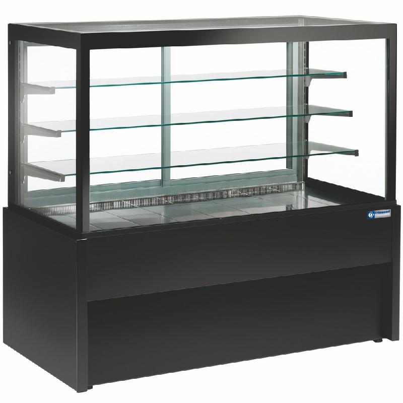 Comptoir réfrigéré vitrine panoramique ventilé - 4 niveaux - noir - 1200 mm de largeur - CB12V-B9/P2_0