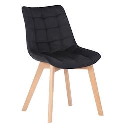 Décoshop26 - Chaise de salle à manger x1 rembourrage généreux en velours noir piètement en bois 10_0002087 - noir 3000250836470_0