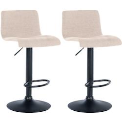 Décoshop26 - Lot de 2 tabourets de bar design simple avec repose-pieds en tissu crème pieds en métal noir 10_0004051 - noir 3000251909685_0