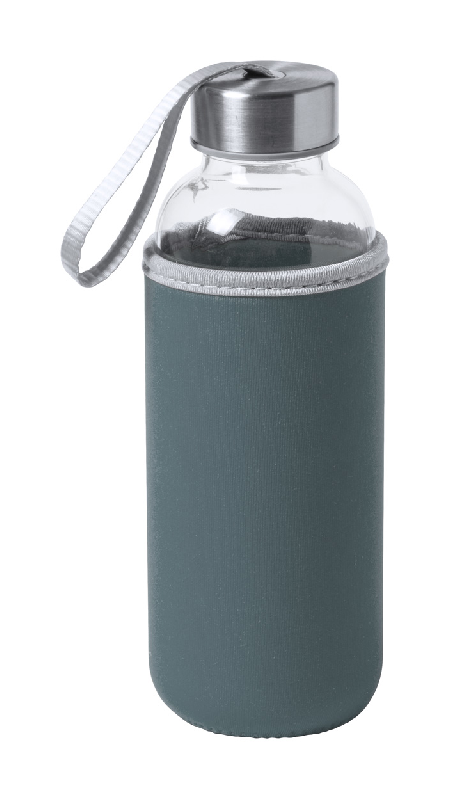 Gourde de sport en verre - 420 ml - Néoprène rouge avec dragonne - Non compatible boissons gazeuses_0