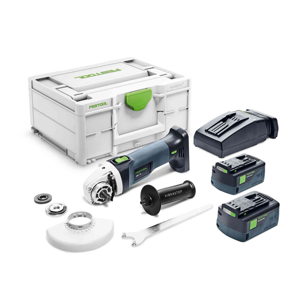 MEULEUSE D'ANGLE FESTOOL AGC 18-125 5,2 EB-PLUS 2 BATTERIES 5,2AH ET CHARGEUR