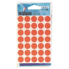 PASTILLE ADHÉSIVE AGIPA Ø15 BOITE DE 168 ROUGE