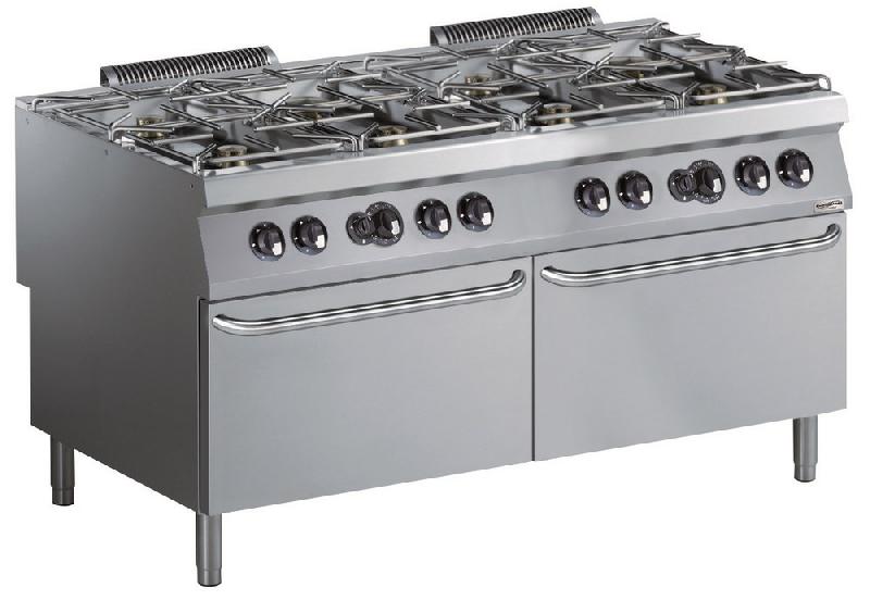 Piano de cuisson professionnel gaz 8 bruleurs 6*6kw+ 2*10kw avec 2 four