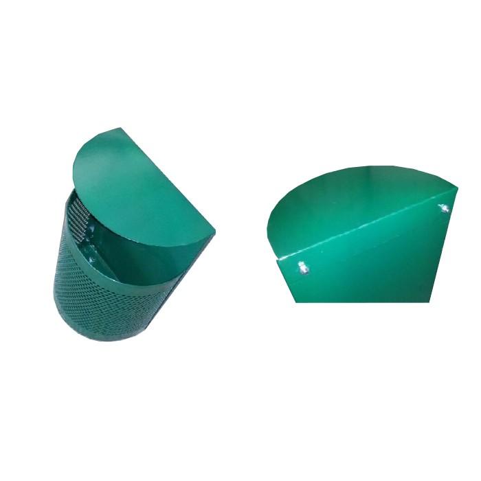 Poubelle urbaine en métal demi-ronde - acier tôle perforée - 30L - fixation murale ou sur poteau_0