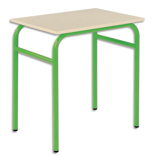 Sodematub - Lot de 4 tables scolaires monoplace - Hêtre - Plateau 70 x 50 cm - Hauteur 76 cm - Taille 6 - Vert_0
