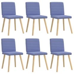 VidaXL Chaises à Manger Lot De 6 Bleu Jean Tissu - bleu 8721158569998_0